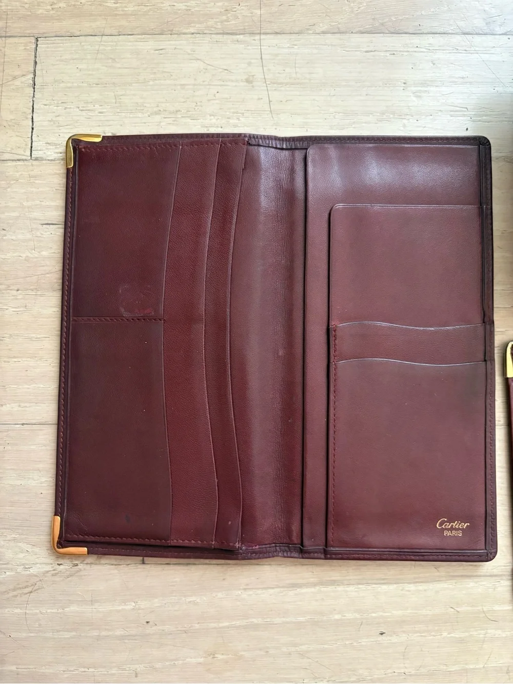 Cartier Burgundy Leather Travel Card Holder Wallet Set of 3